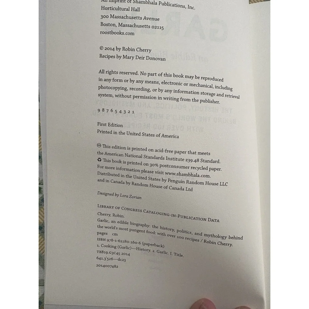 Garlic, an Edible Biography: Robin Cherry Signed First Edition Includes 100 Rec